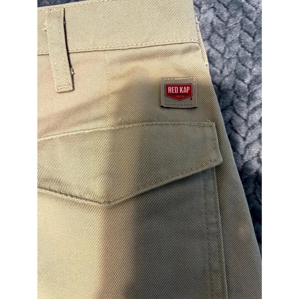 Red Kap Cargo Pants Mens 30 Beige Cotton Utility Pockets Comfort Mid Rise Preppy